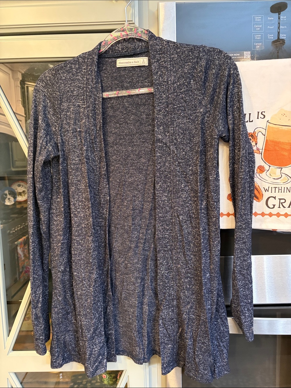 Abercrombie & Fitch Navy Marled Open-Front Cardigan Small